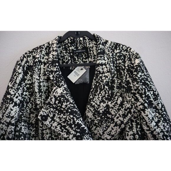 Lane Bryant Women's Sz 18/20 Black Metallic Asymmetric Long Jacket Blazer - Picture 3 of 11